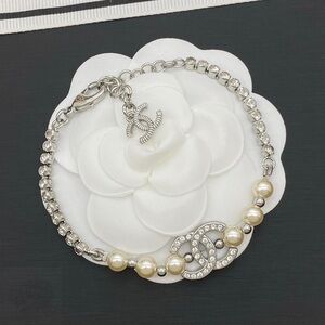 CHANEL Silver and Pearl Bracelet